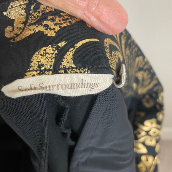 Soft Surroundings Black Gold Moonstruck Metallic Ponte Knit Pull-on Pants 1X - Picture 8 of 9